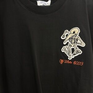 Off-White Black Tee with Skeleton Embroidery